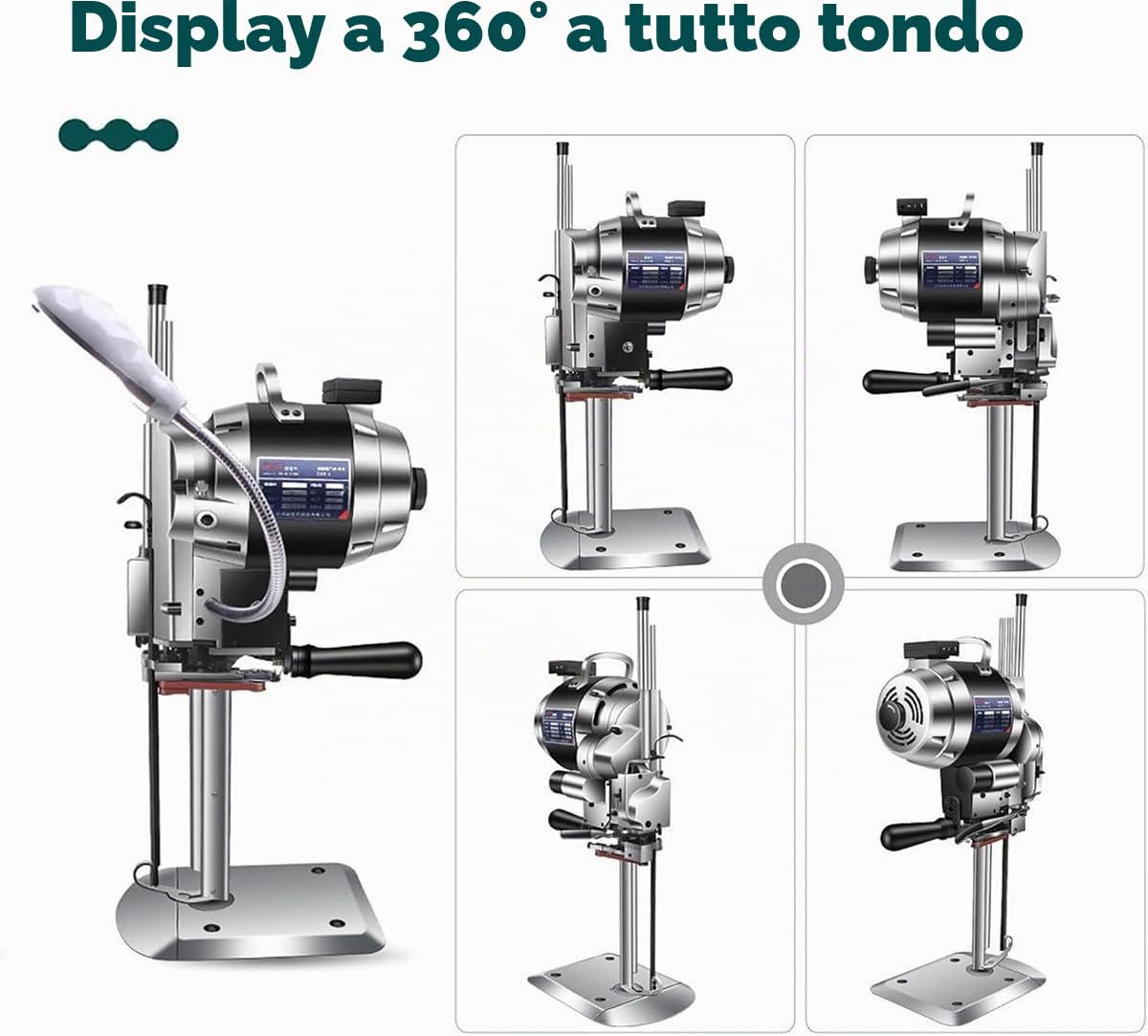 Taglierina Verticale elettrica per Tessuti con Lama Dritta, Macchina da Taglio per Tessuti da 1100 W, con Luce LED, per Tessuti, Carta, Pelle, Gomma e Moquette,6in