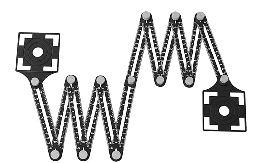 GT ESSENTIALS Multi Angle Measuring Ruler & Drill Hole Locator 2-Pack | 6-Sided Combinable to 12-Sided Shape Measuring Tool & 2 Adjustable Tile Punch Locators for Precision Woodworking