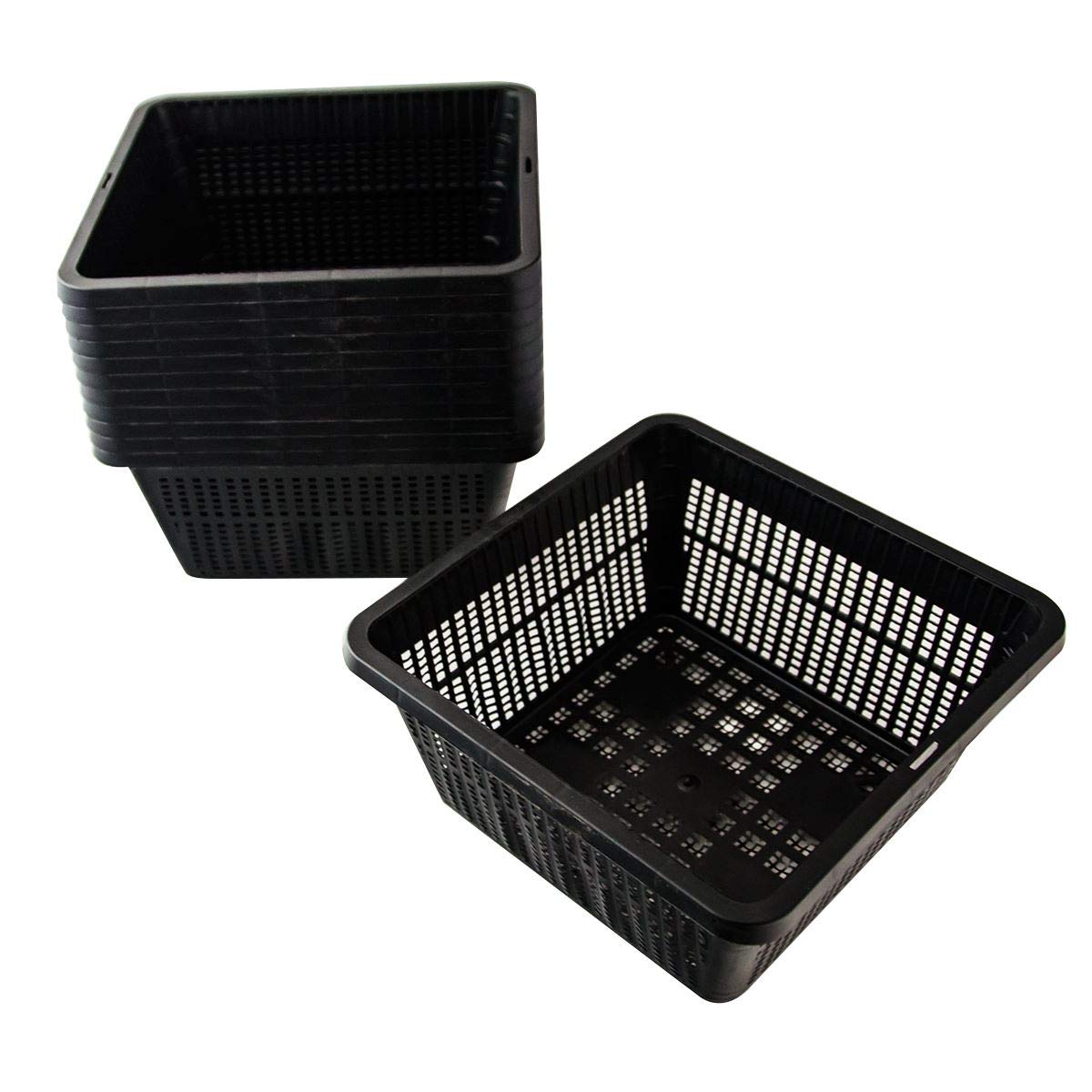 Pisces Black Pond Square Plant Basket 19 X 19 X 9Cm - 12 Pack Of Pond Planting Pot