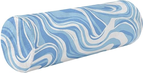 Blue Aqua Waves - Funda de almohada cervical para cuello, almohadas redondas para cuello, cilindro, cuerpo, almohada de apoyo para el cuello