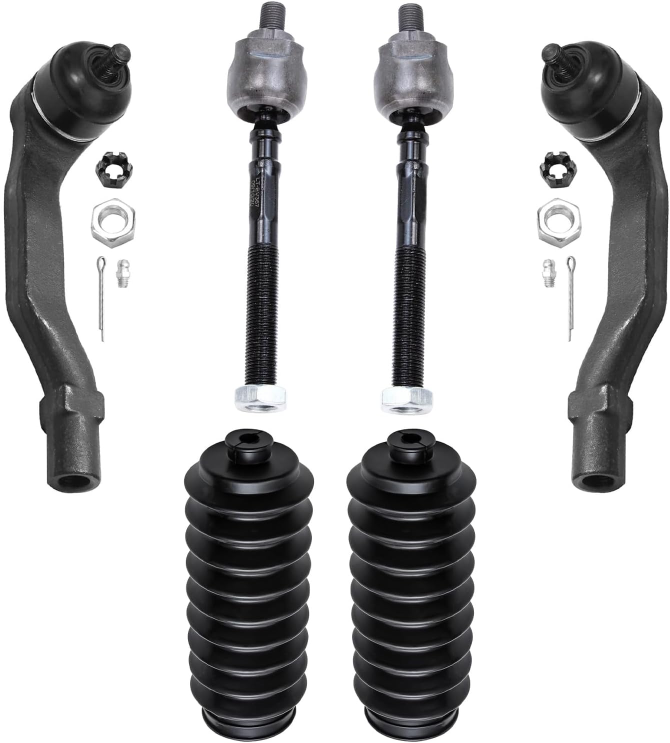 Detroit Axle - Front Tie Rods Kit for 1996-2000 Honda Civic, 1997-2000 EL, 4 Inner & Outer Tie Rod Ends 2 Rack & Pinion Boots 1998 1999 Replacement