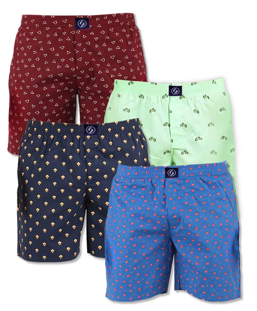 supersquad Men's Multicolor Cotton Printed Regular Boxer Shorts (Pack of 4) New-MBD-07-M-picture-27