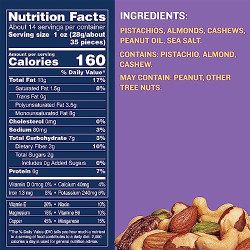 Planters Deluxe Pistachio Nut Mix (14.5 Oz Canister) - Variety Nut Mix With Pistachios, Almonds & Cashews #TOP2