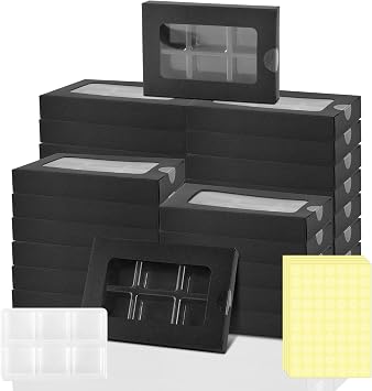 SMAODSGN 100 Pcs Gift Boxes for Wax Melts Plastic Mold with Box Wax Melt Boxes Crystal Clear Wax Melt Molds Wax Melts Containers for Wax Cubes Wax Tarts Wax Block
