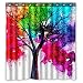 Waterproof Bathroom Fabric Shower Curtain, Watercolor Autumn Tree Art Colorful Rainbow Tree Four Season Print Design 66" x 72"