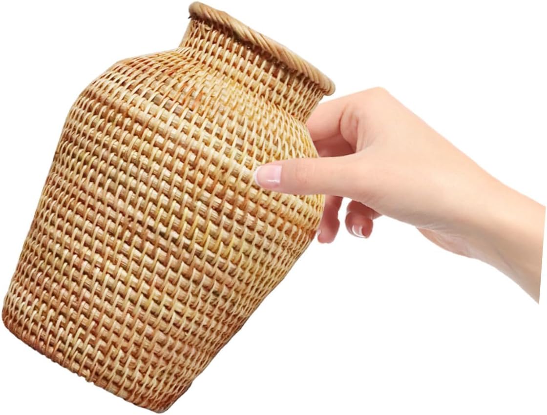 Rattan Flower Vase Rattan Rustic Plant Basket Dried Flower Holder Seagrass Flower Pot for Home Wedding Table Centerpieces Decoration Woven Flower Vase