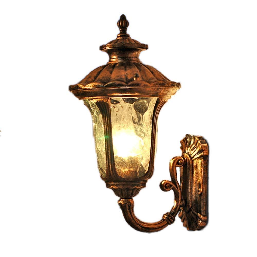 noxozoqm Wall Sconces IP44 Retro Bronze Antique Wall Light European Waterproof Outdoor Wall Lantern(Large)