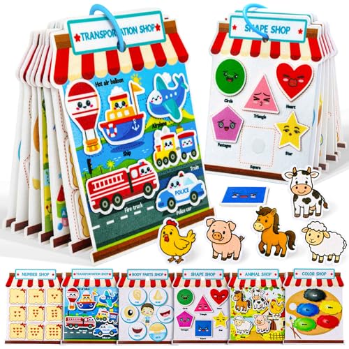 Activity Books for Toddlers 1-3 Montessori Felt Busy Book for Toddlers Educational Sensory Toys for Baby 1+ Preschool Learning Busy Board Color Sorting Toys for Boys and Girls Birthday Gifts