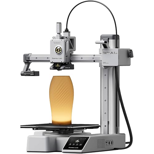 Bambu Lab A1 mini 3D Printer + LED Lamp Kit, Set Up in 20 Mins, High Speed & Precision, Full-Auto Calibration & Active Flow Rate Compensation, ≤48 dB Quiet FDM 3D Printers