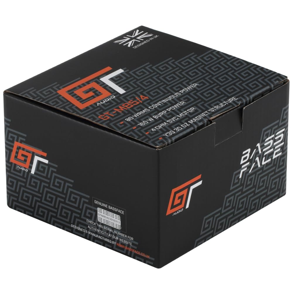 KIT SET PER BASS FACE GT AUDIO GT-MB5/4 1 woofer midbass da 13 cm 130 mm 5" di diametro, 80 watt rms 160 watt max, impedenza 4 ohm, portiere sportelli, per auto, 1 pezzo