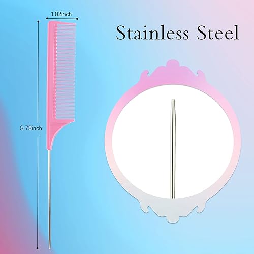 Vista 3 de Geiserailie Juego de 3 Cepillos para Cabello Slick Back, Cepillo de Cerdas, Control de Bordes, Peine Desenredante para Cabello Negro de Mujeres Rosa