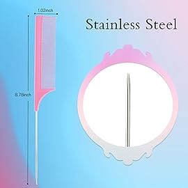 Geiserailie 3 Pcs Slick Back Hair Brush Set Bristle Brush Edge Control Teasing Comb for Women Black Hair(Light Pink)