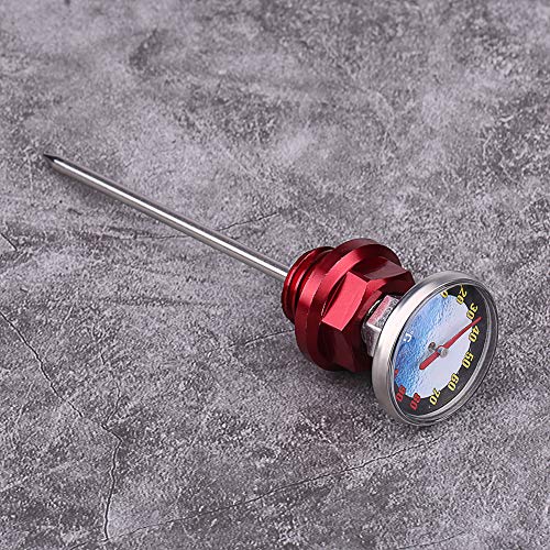 Keenso Motorrad Ölmessstab, Motocross Aluminiumlegierung Ölmessstab mit Thermometer (Rot)