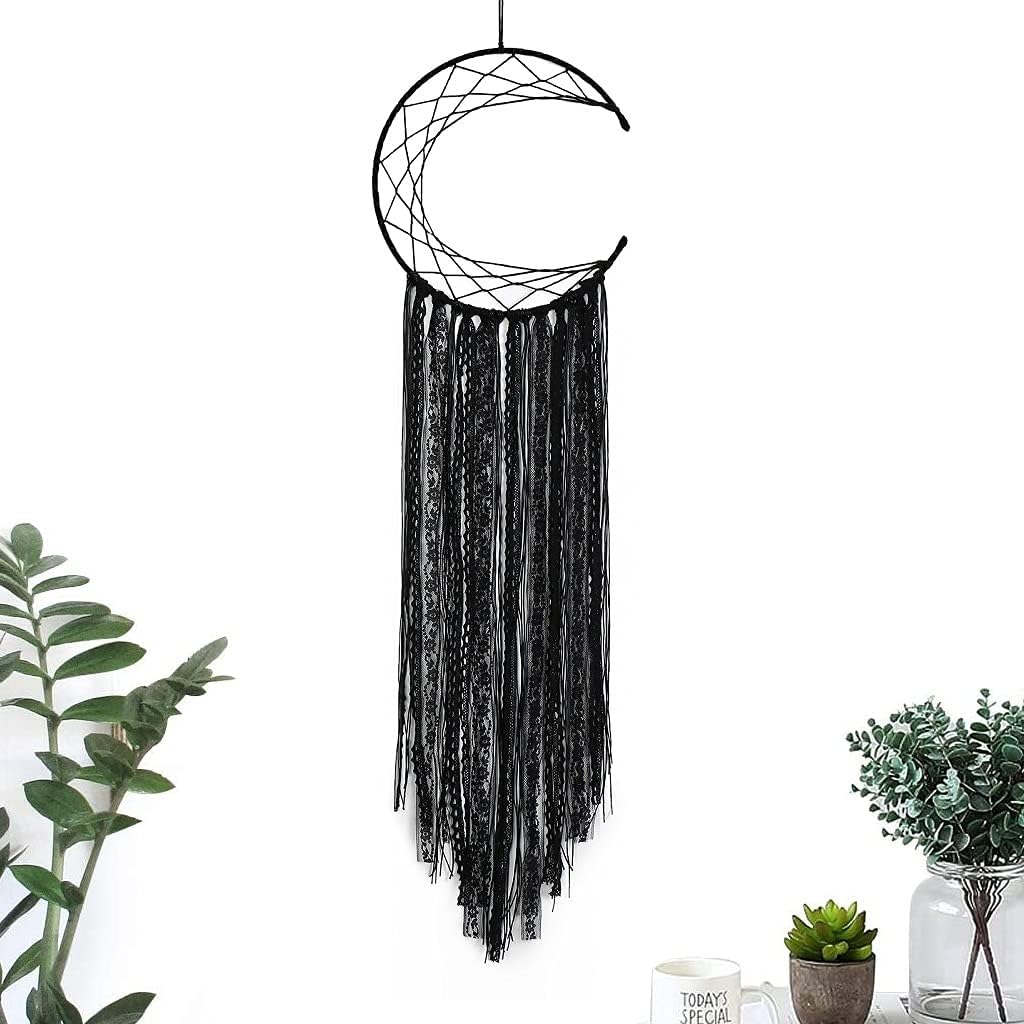 LOMOHOO Dream Catcher Black Moon Handmade Traditional Large Dream Catcher Wall Hanging Home Decoration Ornament Decor Craft Gift(black moon)