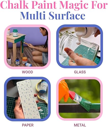 Miniatura 3 de GRANOTONE Pintura de tiza para muebles, pintura acrílica a base de agua con acabado mate para madera, paredes, metal, vidrio, papel, lienzo de tela,