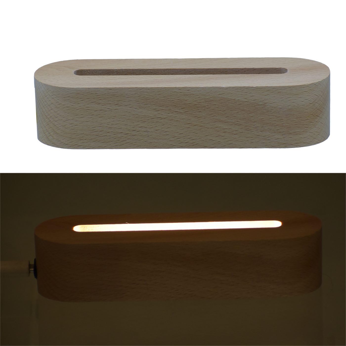 Wooden LED Light Stand 6 Inch 10MM Slot WSWC01 | Warm White LED, Natural Wood Finish, Oval Shape Base, USB Powered, Display Stand-image-29