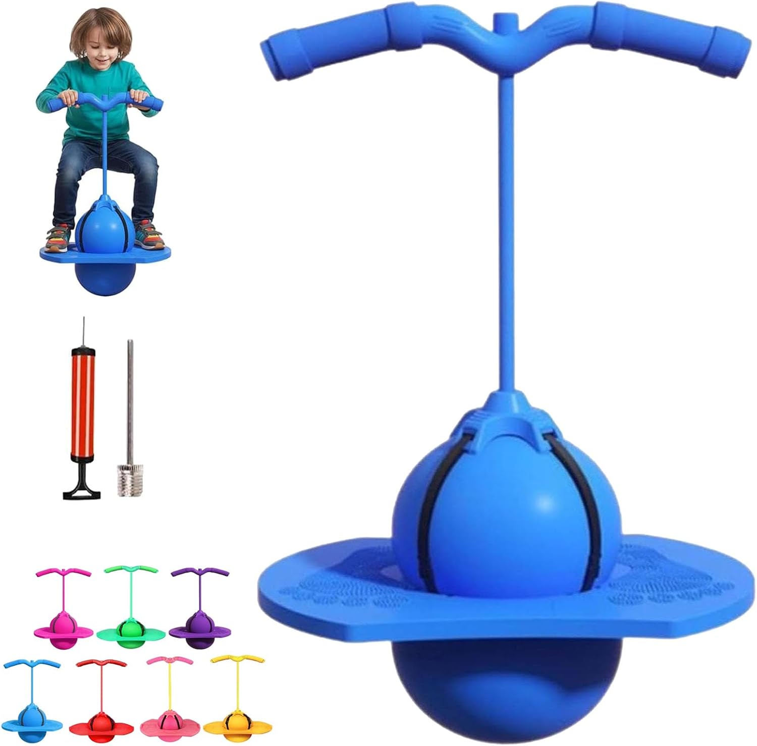 Balance Jumping Ball,Moon Cozy Balance Jumping Ball with Handle,Moon Bounce Hopping Balls,Bounce Blaster Jump Balls with Air Pump for Indoor & Outdoor Coordination