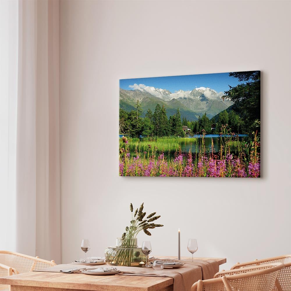 murando - Cuadro en Lienzo Naturaleza 120x80 cm 1 Pieza - Impresión en Material Tejido no Tejido Cuadros Decoracion Salon Modernos lienzos Decorativos - Paisaje Alpen Montanas Lago c-B-0530-b-a