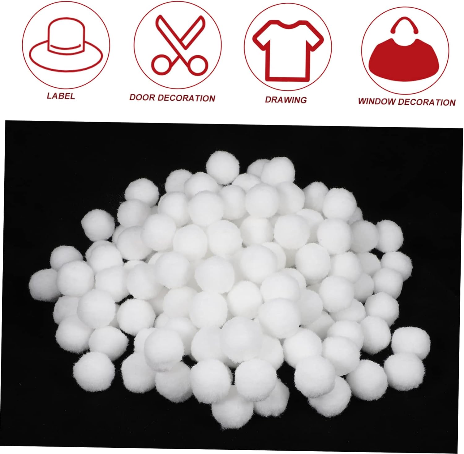 JEWEDECO 500pcs White Pom Pom Balls Craft Balls for Cheerleading Decorations Fluffy Ornaments for Clothing DIY Headwear Accessories