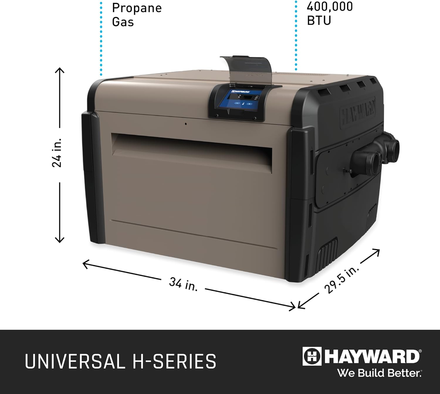 Hayward Universal H-Series Heater with dimensions