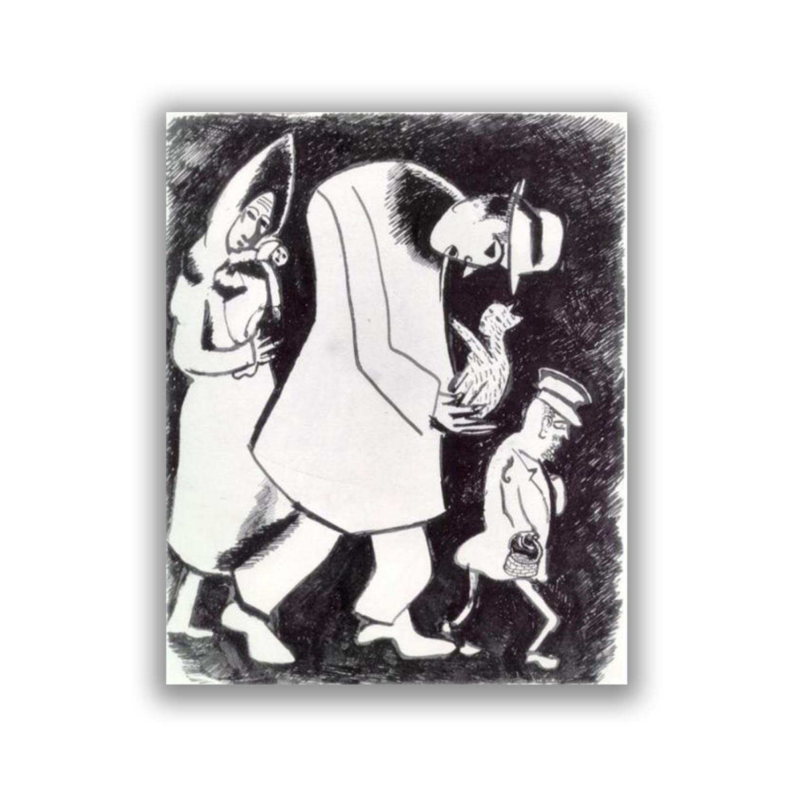 Amazon.co.jp: マルク・シャガール-有名な絵画の版画-猫のいる男と子供