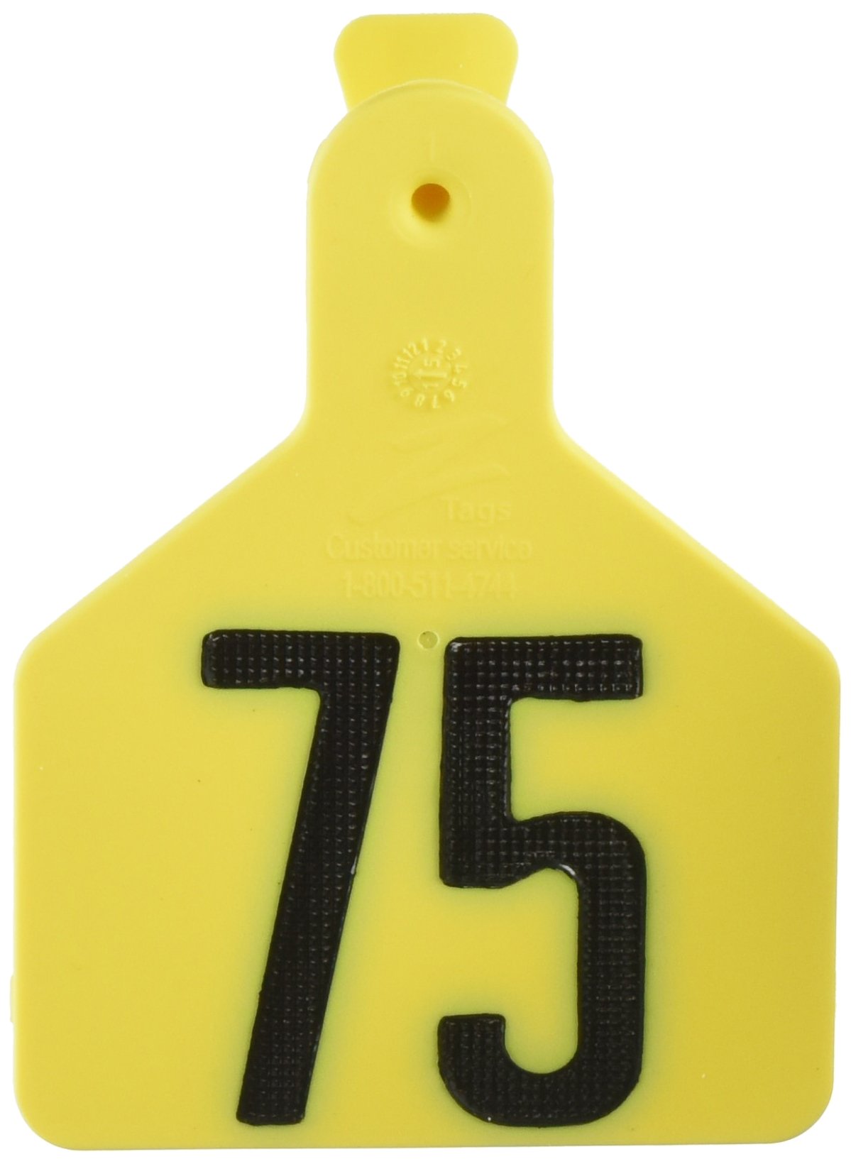 Z Tags 1-Piece Pre-Numbered Hot Stamp Tags for Calves, Numbers from 51 to 75, Yellow