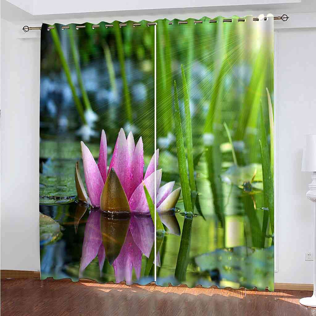 Rideau à oeillets de qualité supérieure motif lotus 264x160