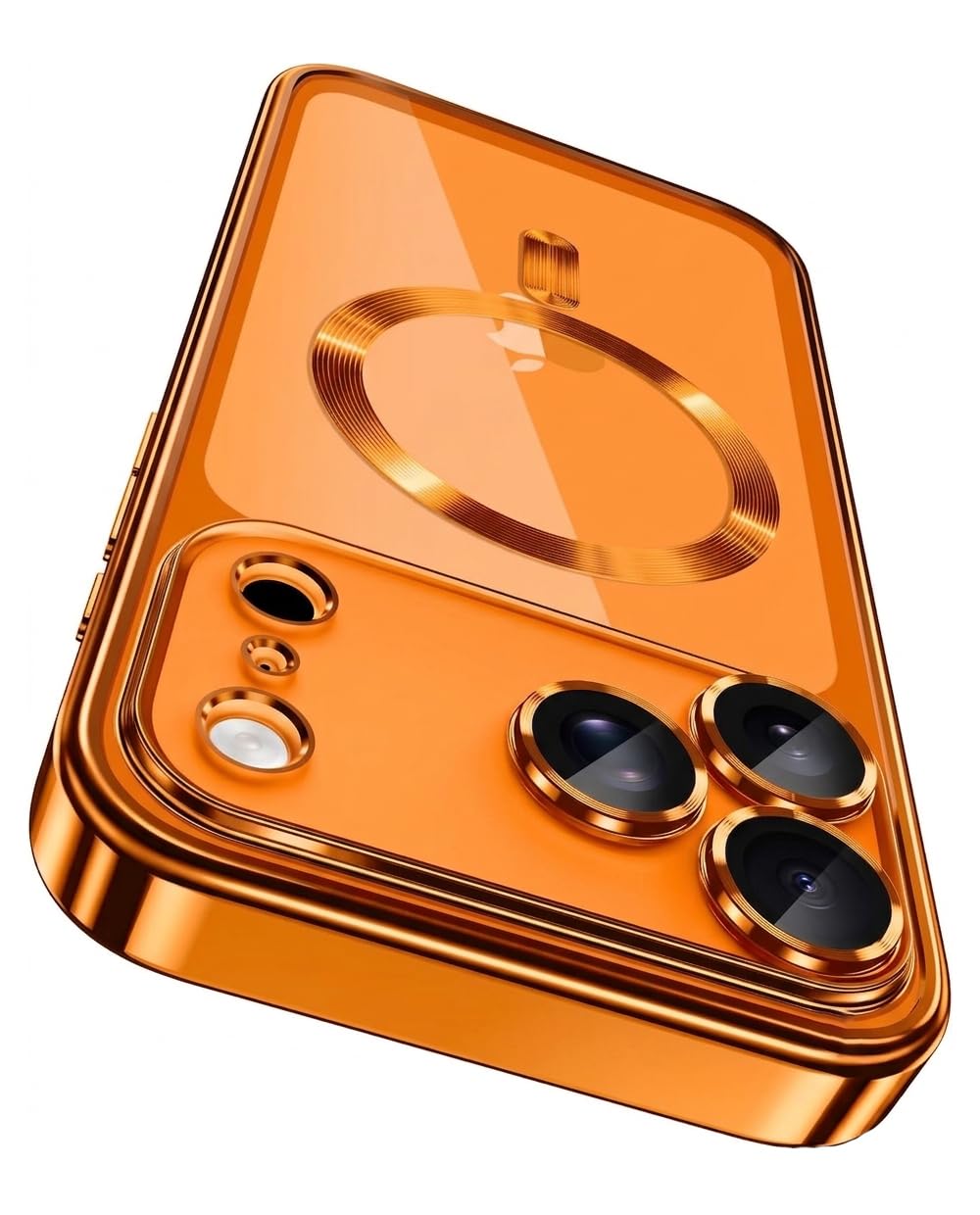 VONZEE Electroplating Transparent Logo Back Cover Case Compatible with iPhone 17 Pro Max Case, Compatible with Magsafe, Individual Camera Protection for Each Lens for Men & Women (Cosmic Orange)-image-41