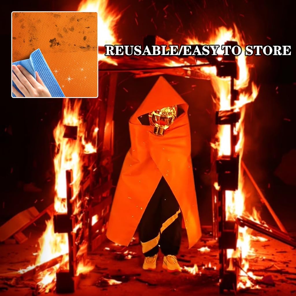 Manta Apagafuegos Manta Ignífuga De Silicona Resistente A Altas Temperaturas, Capa Ignífuga Gruesa para El Hogar, Ropa De Escape para Cocina, Reutilizable(47.2 * 47.2inches)