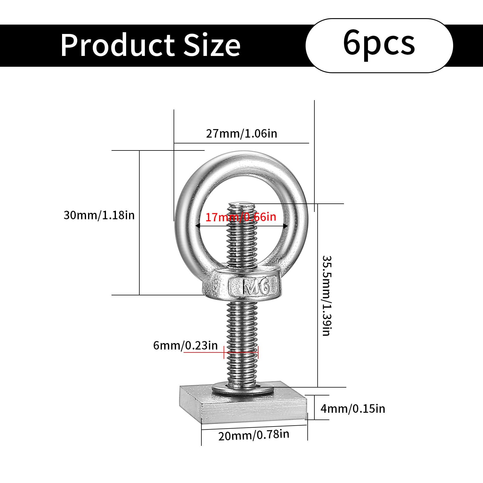 SiGuLiKeJi 6 Pcs T Track Bolts, M6 x 35 mm Roof Rack Bolts, T Track Adapter Bolt, T-Nut Adapter T Slot Bolt - Image 2