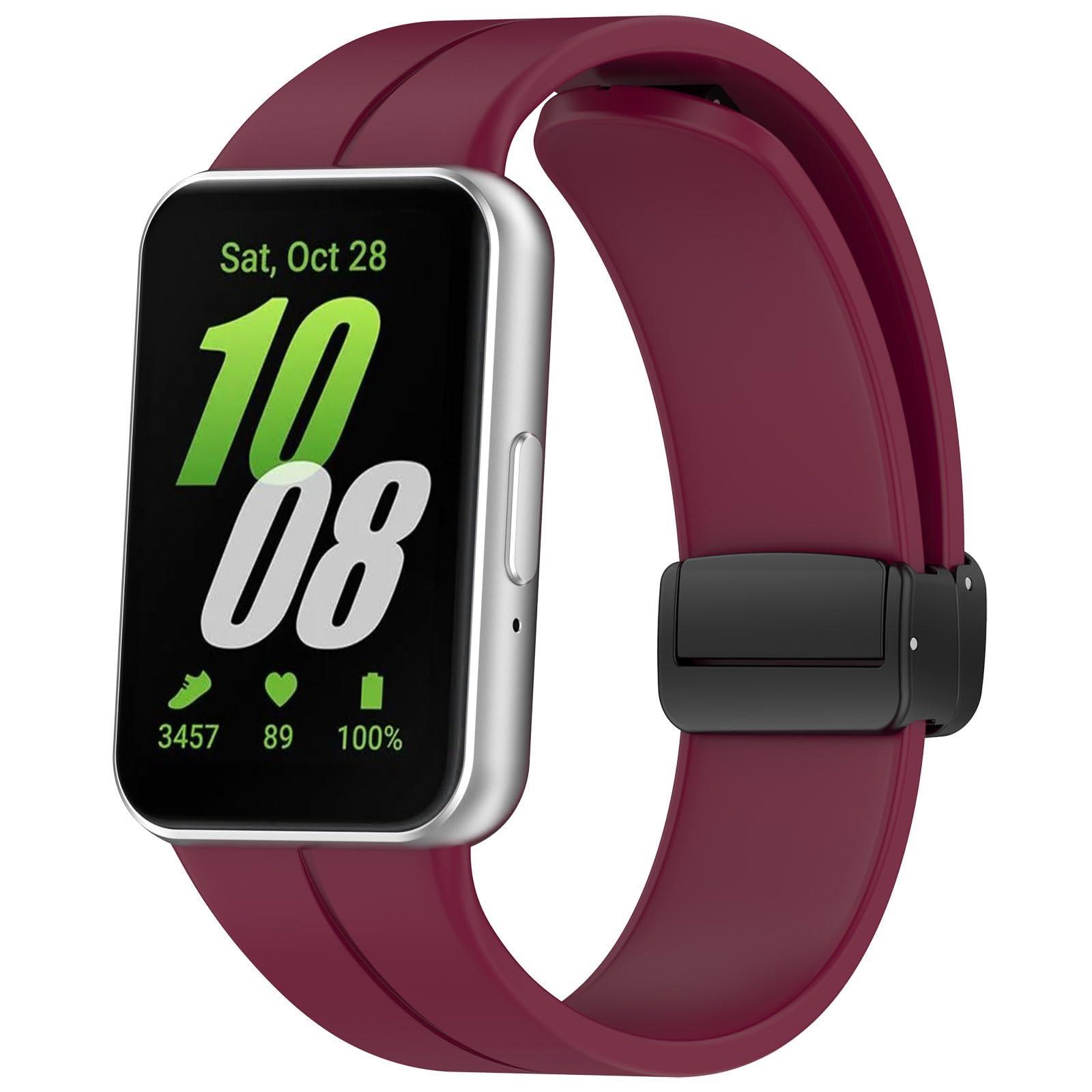 Gheper Replacement Watchband Compatible with Samsung Galaxy Fit3[2024] SM-R390 Magnetic Folding Buckle Design Silicone Sport Wristband Band Bracelet Quick Release Strap