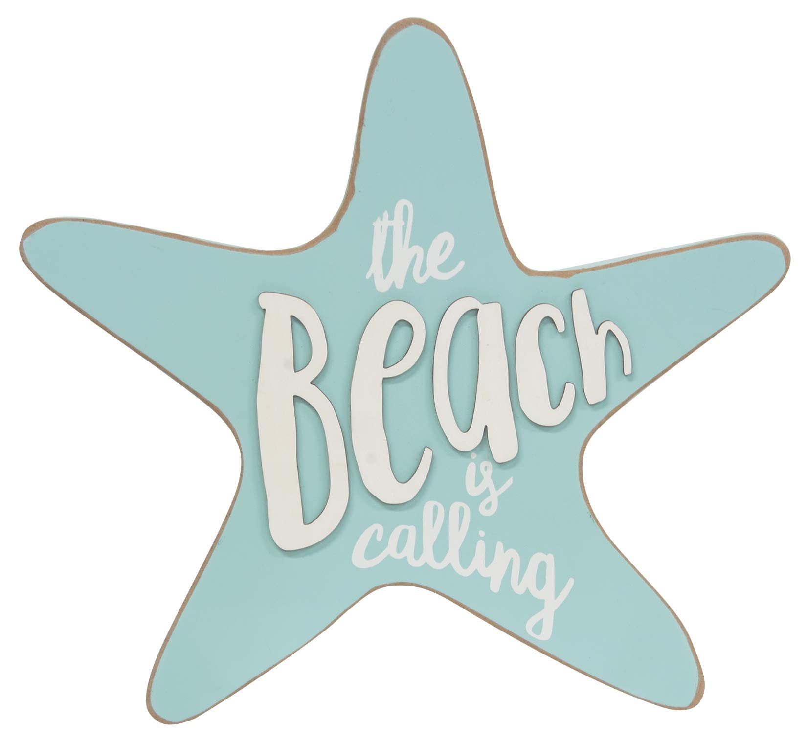 Col House Designs 35308 The Beach is Calling Wooden Starfish Sign - Nautical Decor - Beach Decorations for Home - Beach Gifts