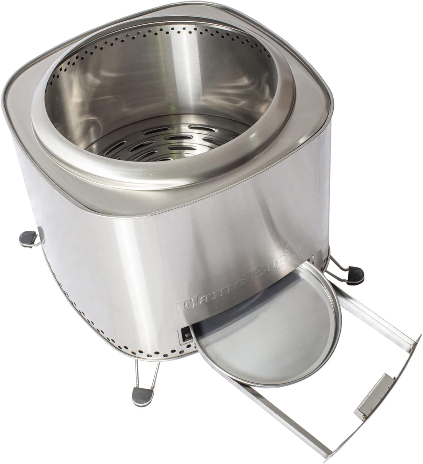 19 Inch Square Smokeless Fire Pit with Carry Bag and Ash Removal Tray for Easy Cleanup for Wood logs or Wood Pellets, Stainless Steel