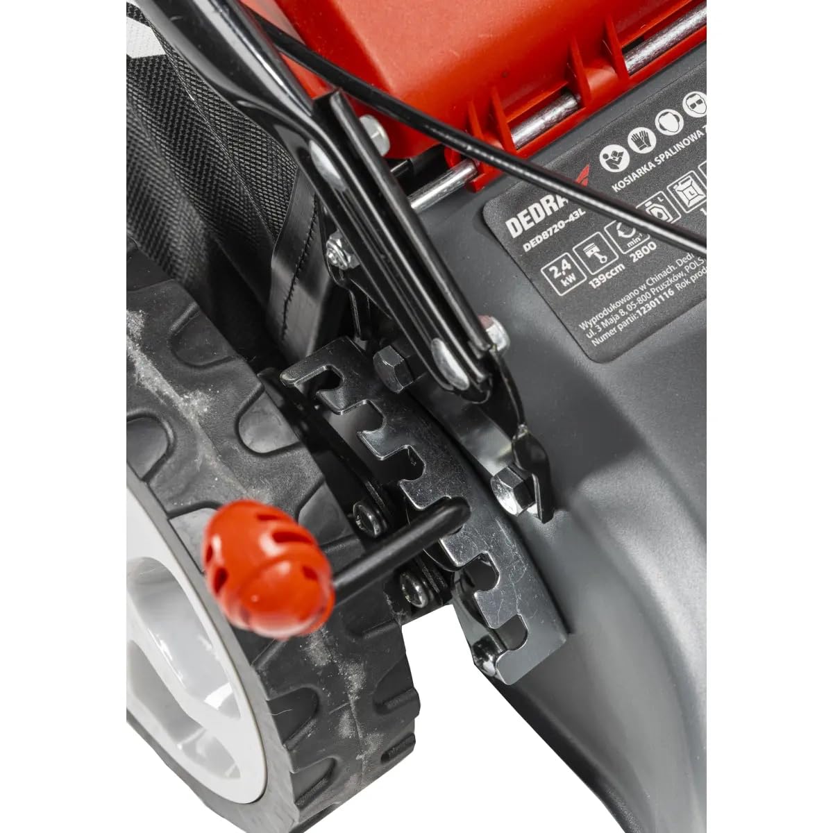 Kosiarka spalinowa z napędem, 2,4 kW, Garden DEDRA, Loncin 139 cmcm, szerokość cięcia 43 cm, centralna regulacja wysokości koszenia 25-75 mm (6 stopni)