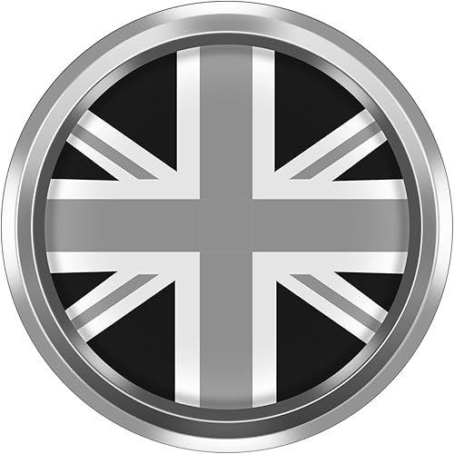 3D Front Bumper Grill Emblem Badge Chrome Cover for R50 R52 R53 R55 R56 R60 R61 F54 F55 F56 F57 F60 Car Accessories Decoration (Gray Union Jack)