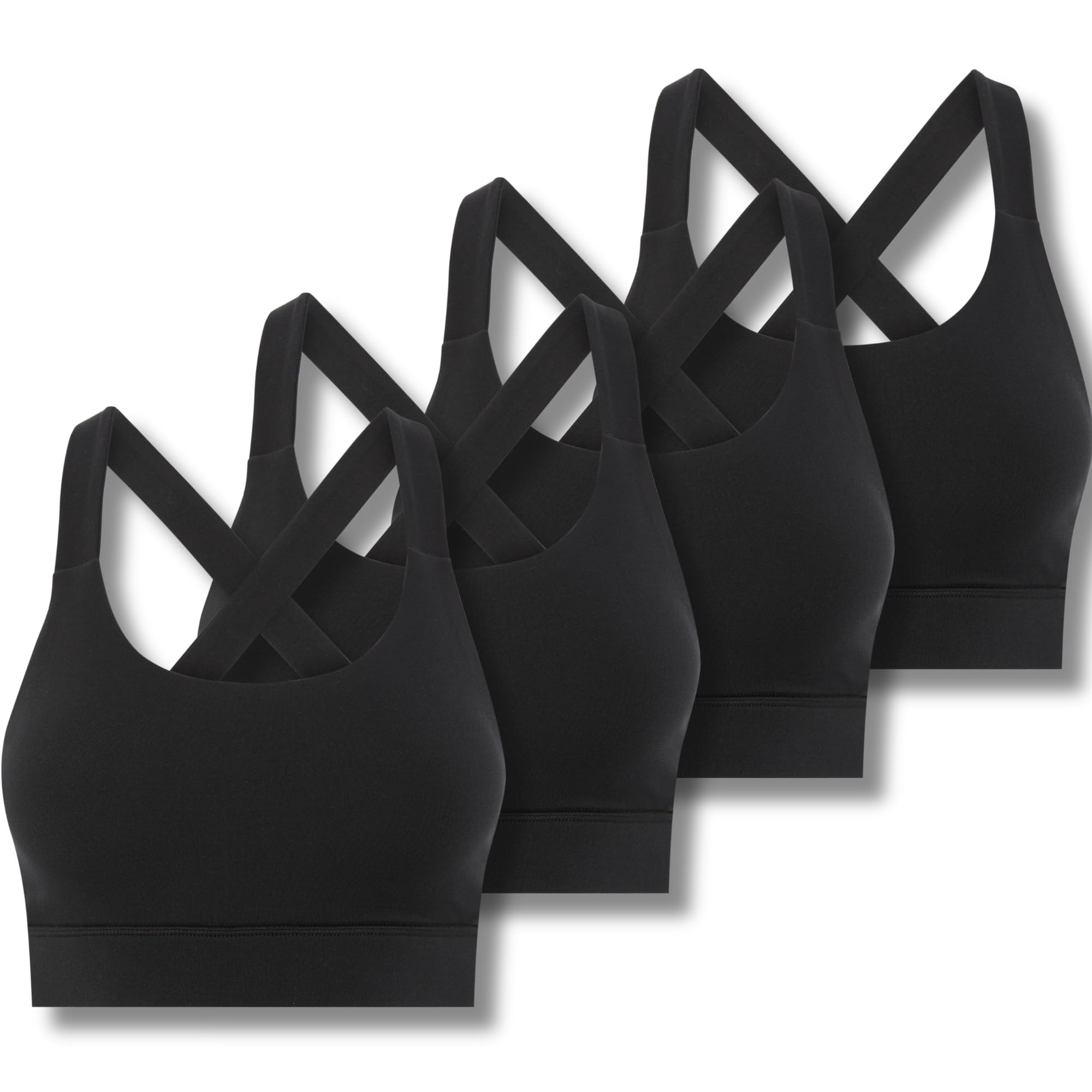 Fm London Women's Black 4Pk Strappy Sports Bra (Uk, Alpha, Xs, S, Regular, Regular, )