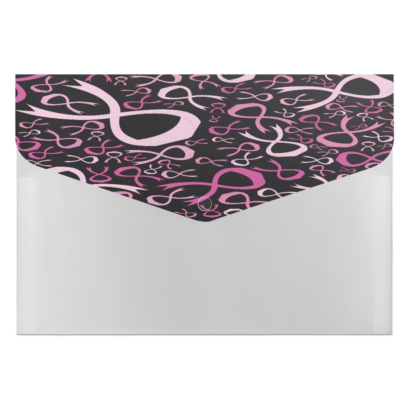 Expanding File Folder, 6 Pockets Zipper Expandable Document Organizer Accordion Filing Folder Print Breast Cancer Awareness Pink Ribbons