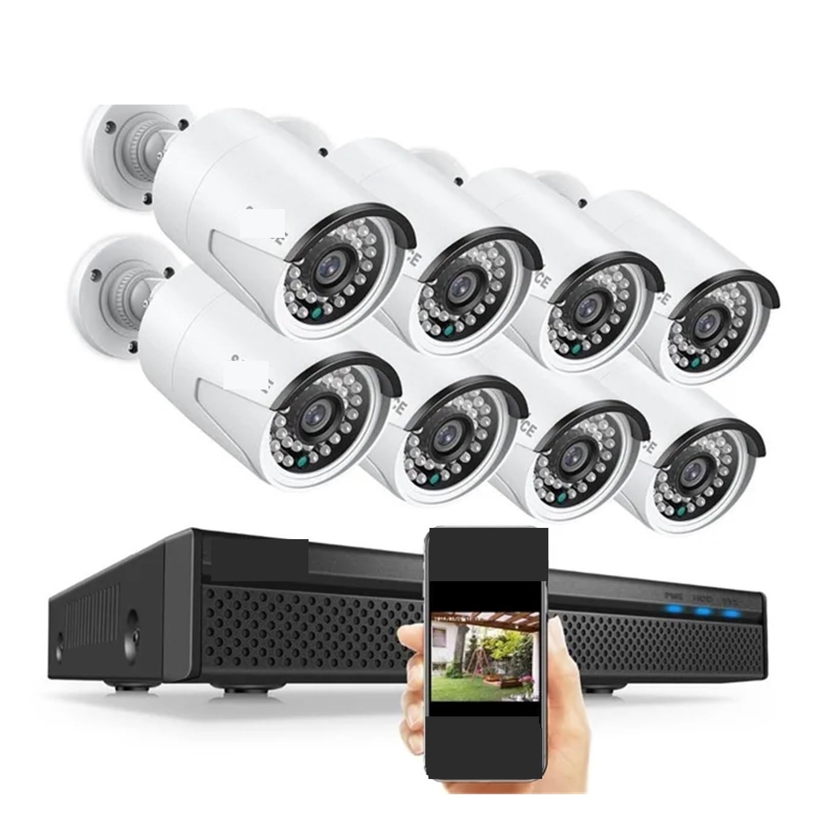 Kit de Surveillance IR-Cut étanche POE 8 canaux 8MP avec NVR(None,8MP 8Pcs Camera)