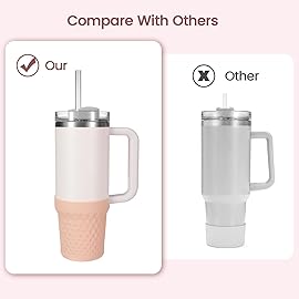 Thxbag Silicone Boot for Stanley Cup 40oz Quencher, Rose Boot Sleeve Cover Fit with Stanley H2.0 and Quencher Adventure Tumbler Accessories (40 oz, Rose Quartz)