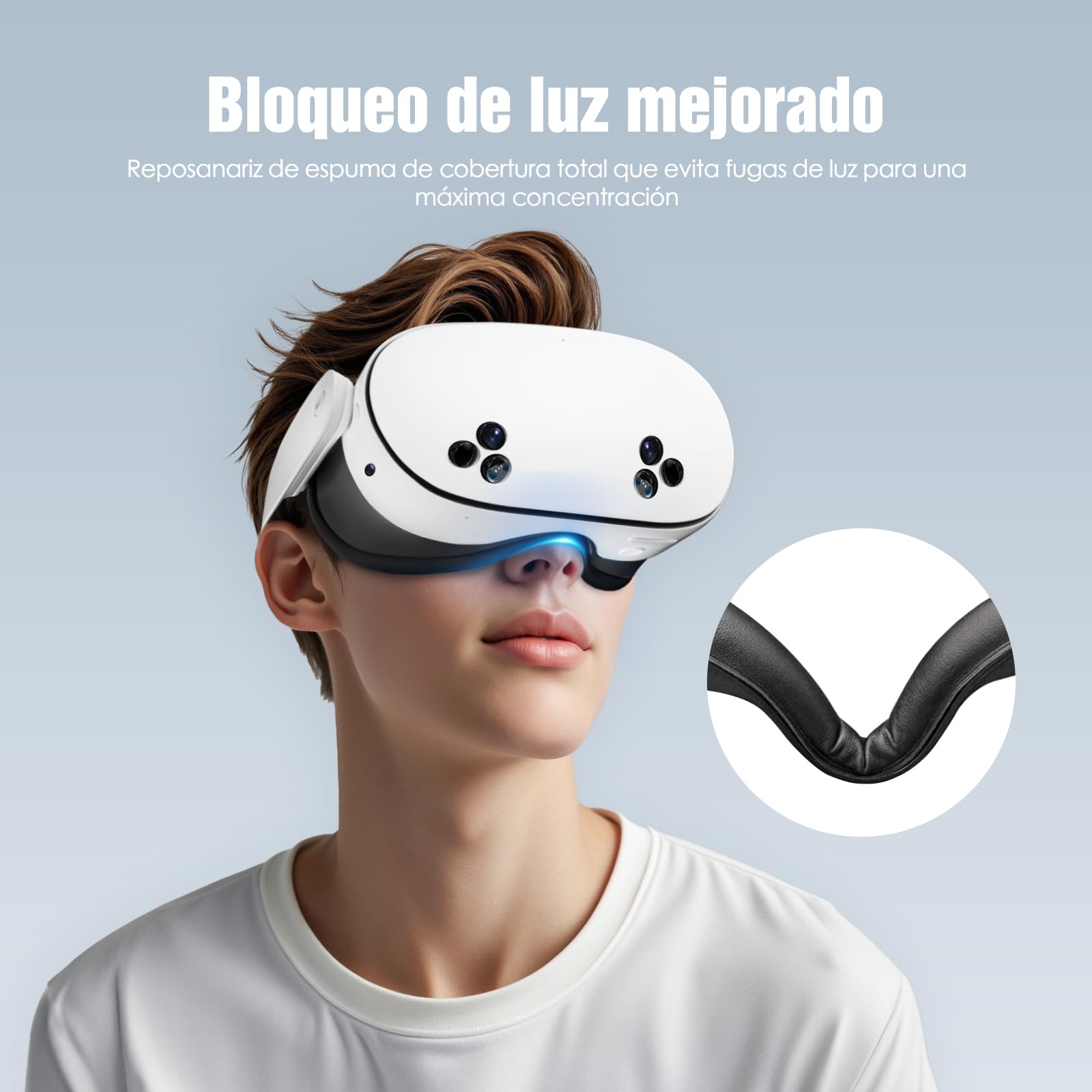 SUPERUS Interfaz Facial Face Cover Pad para Quest 3S, Cubierta de Interfaz Facial de Cuero PU Suave Compatible con Meta/Oculus Quest 3S Accesorios, Diseño Integrado Antifugas de Luz (No para Quest 3)