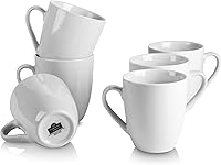 10 Strawberry Street Simply White 12 oz Ceramic Mugs, Set of 6 - Microwave & Dishwasher Safe Everyday Essentials