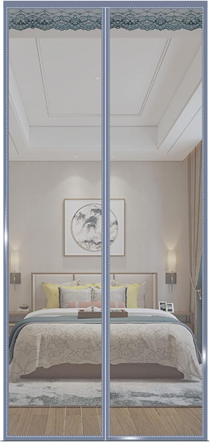 Konsilsa Screens Curtain Doors, Full Frame Hook & Loop Mesh Net Heavy Duty Fiberglass Magnetic Screen Door Mesh Screen Doors with Magnets (Color : A, Size : 100x210cm(39x83inch))