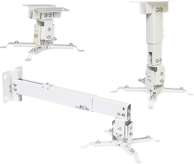 Luxburg Universal Wall / Ceiling Projector Mounting Bracket Kit 43-65 cm holds 15kg 30 degrees White