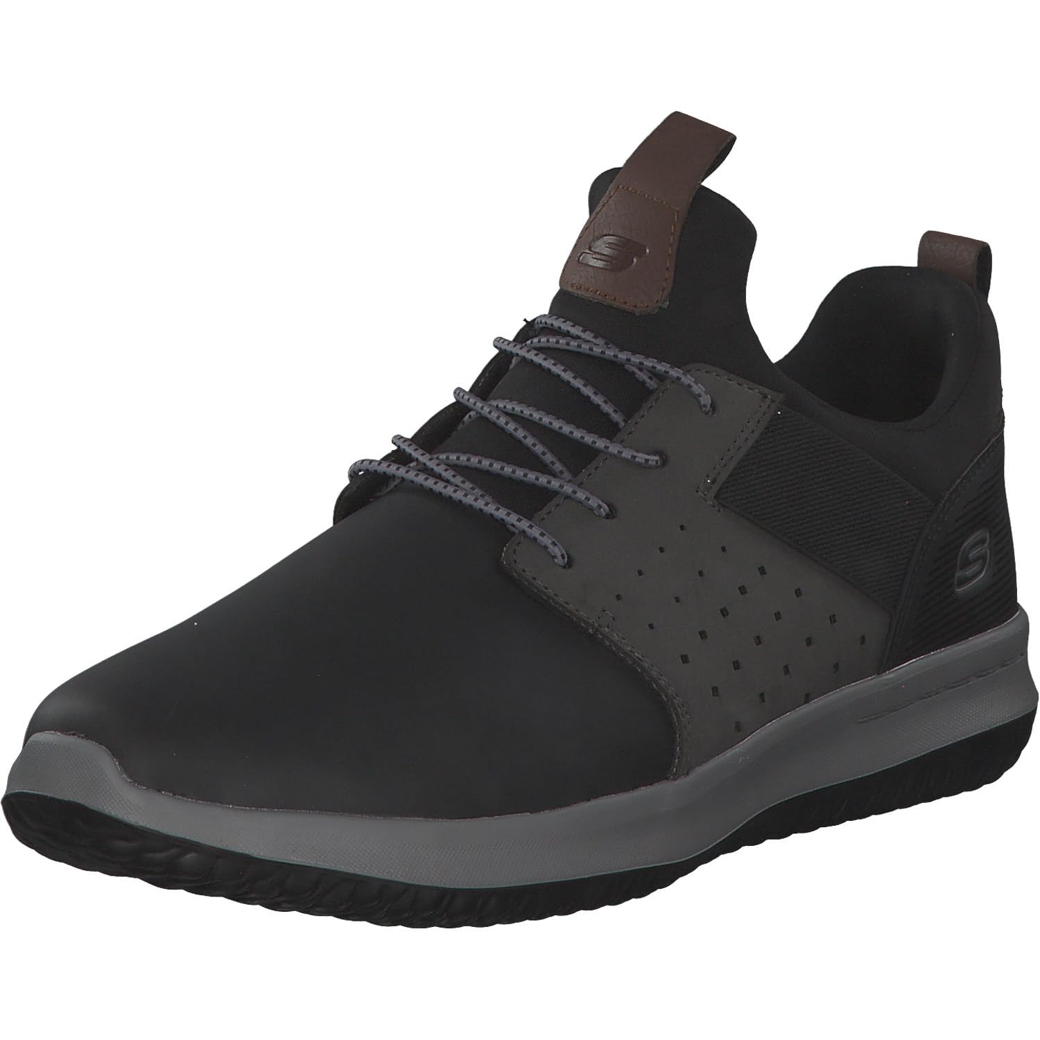 Skechers DELSON AXTON, Men's Delson Axton Trainers, Black (Black Gray Leather Bkgy), 9 UK (43 EU)