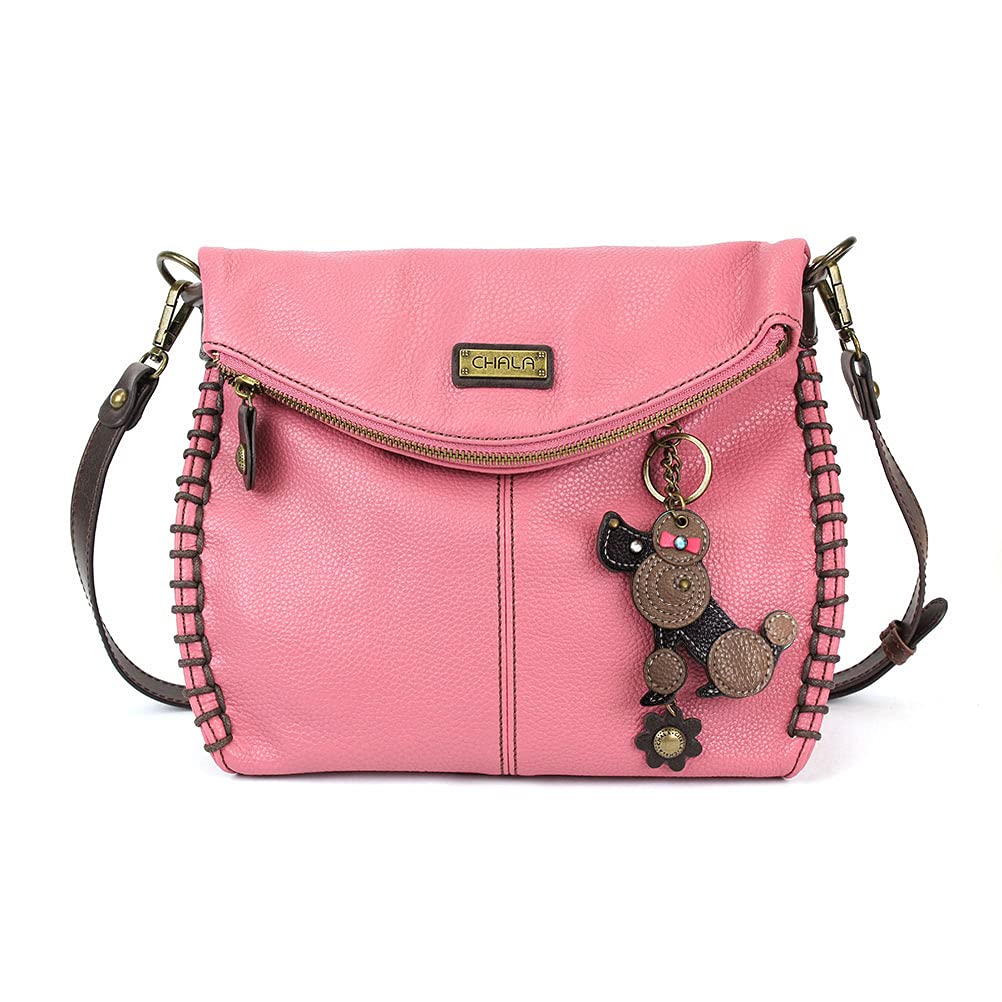 Chala Puppy Dog Spring Poodle Key Chain Purse Leather Bag Fob Charm New
