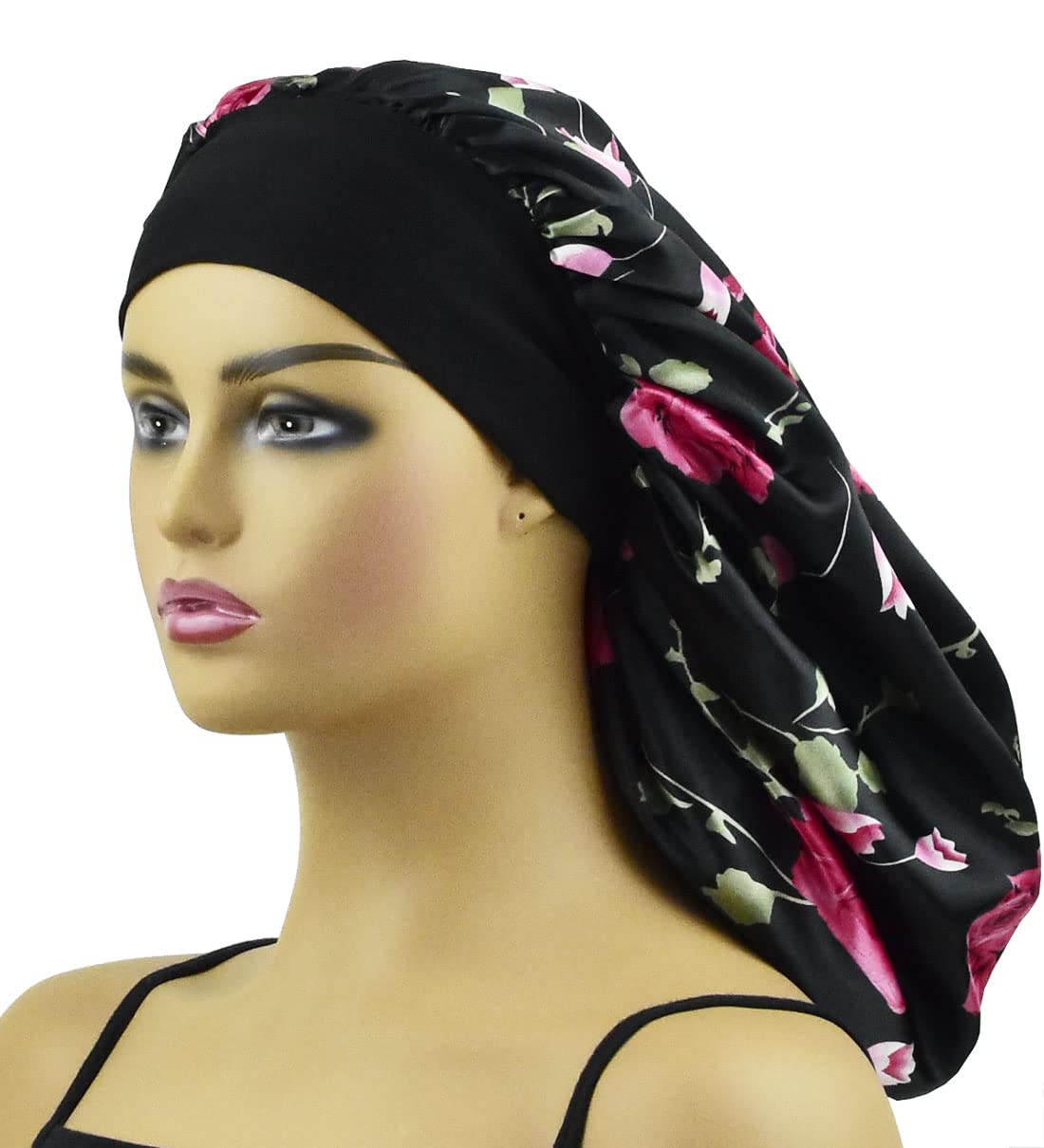 AILONSHAWN Gorro de seda para cabello largo durmiendo para mujer, gorro de satén para trenzas, gorro de dormir extra grande, gorro de noche para ducha XL