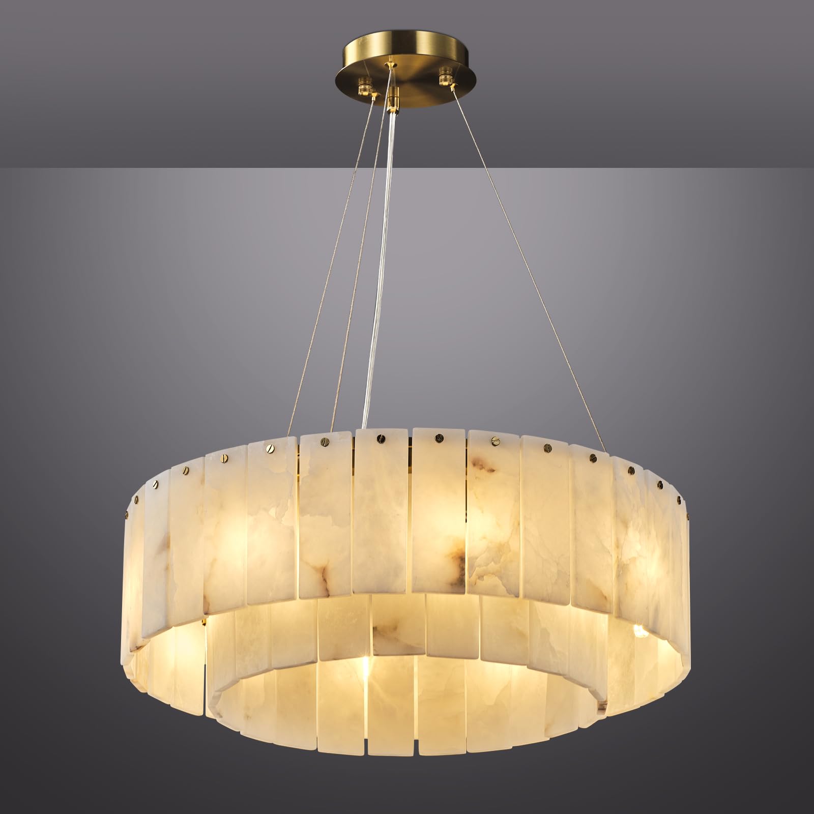 YIOSI D23in Alabaster Round Chandelier