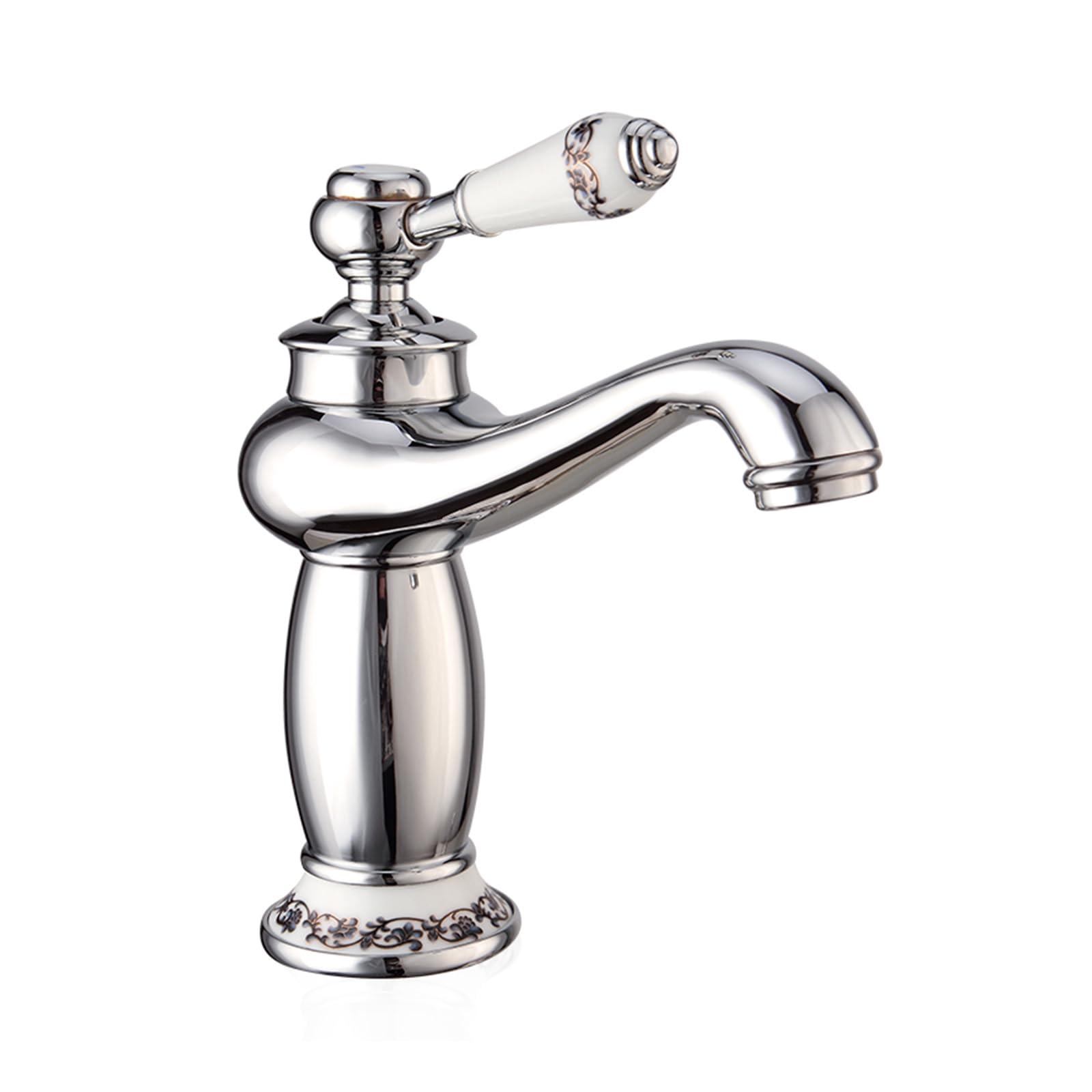 Robinet mitigeur rétro anti fuite pour lavabo salle de bain avec poignée porcelaine robuste