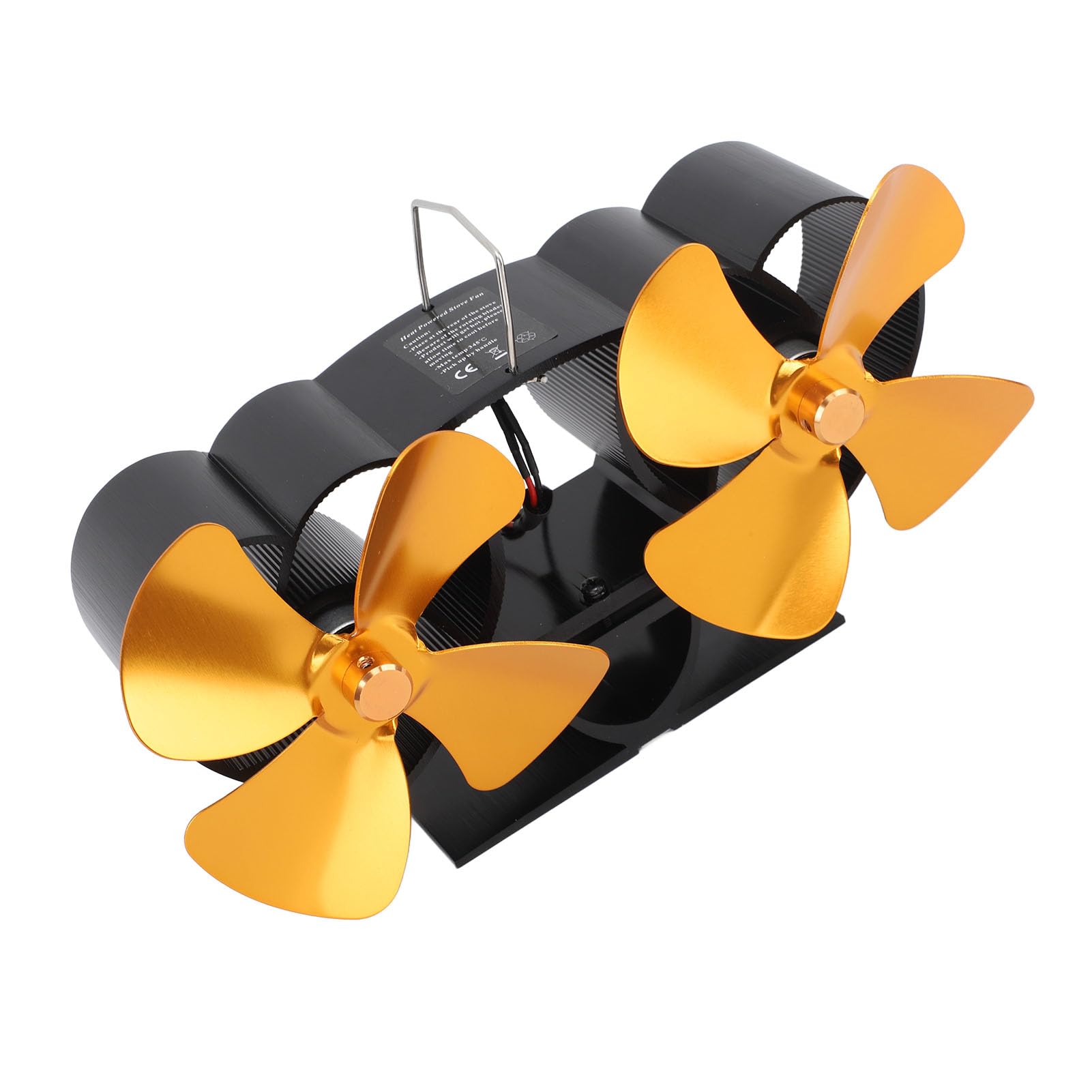 SIXRUN Ventilador de Estufa Aleación de Aluminio 4 Aspas Ventilador de Estufa de Leña Reemplazo de de Chimenea Accionado por Calor de Doble Cabezal para de Queroseno de Leña Calefacción del Hogar