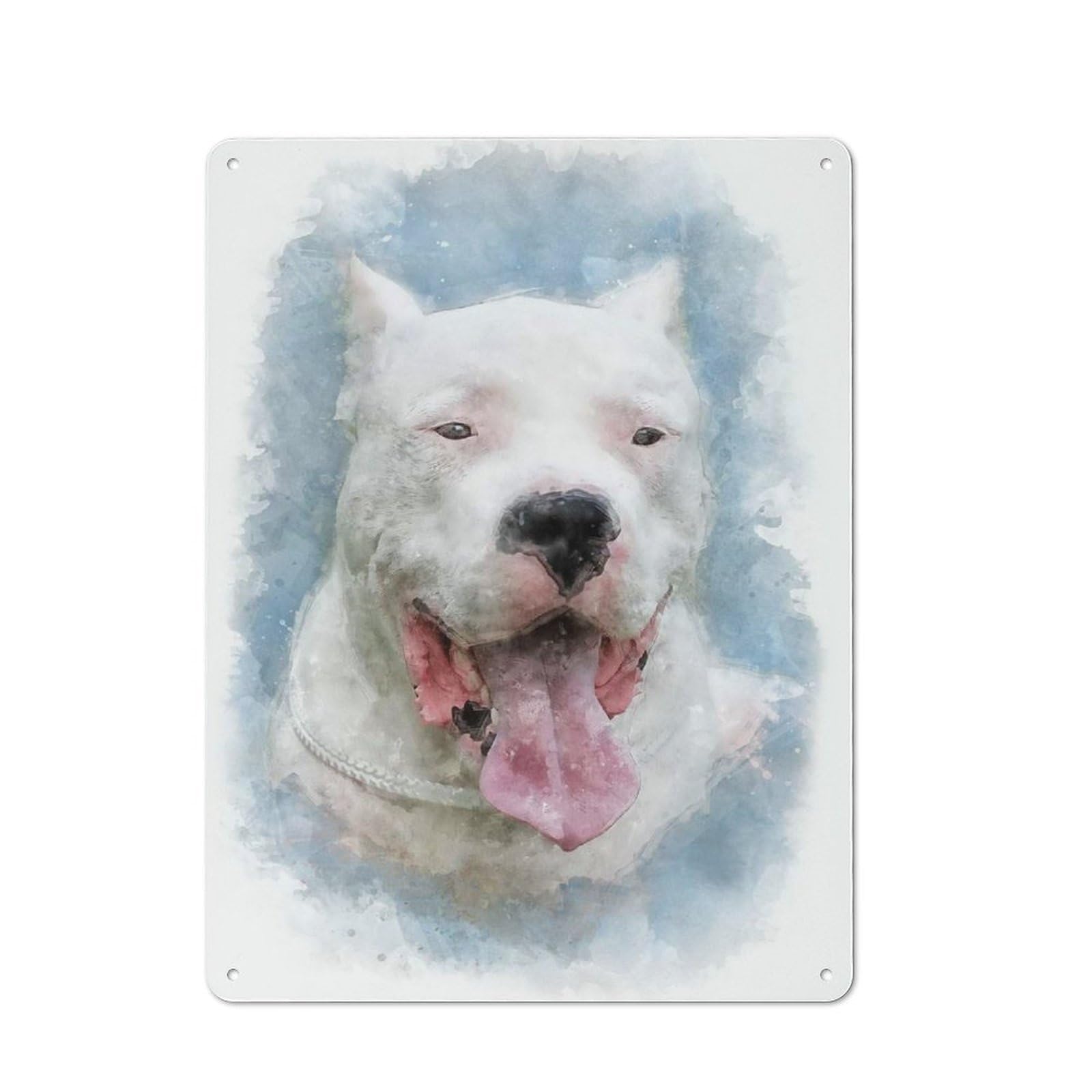 Junmoney Style-20 Metal Plaque With Dogo Argentino Watercolor Design 40X30cm, Cosy Diner Style Decor For Coffee Bar, Kitchen, Bistro Or Tea Corner
